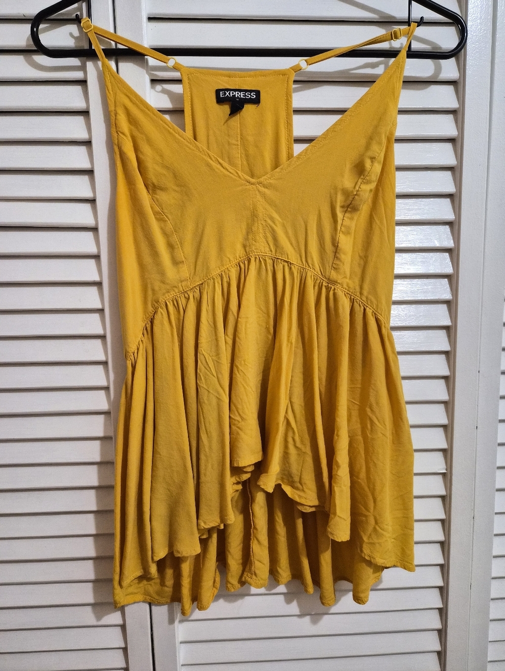 Express Mustard Yellow Spaghetti-Strap Swing Cami